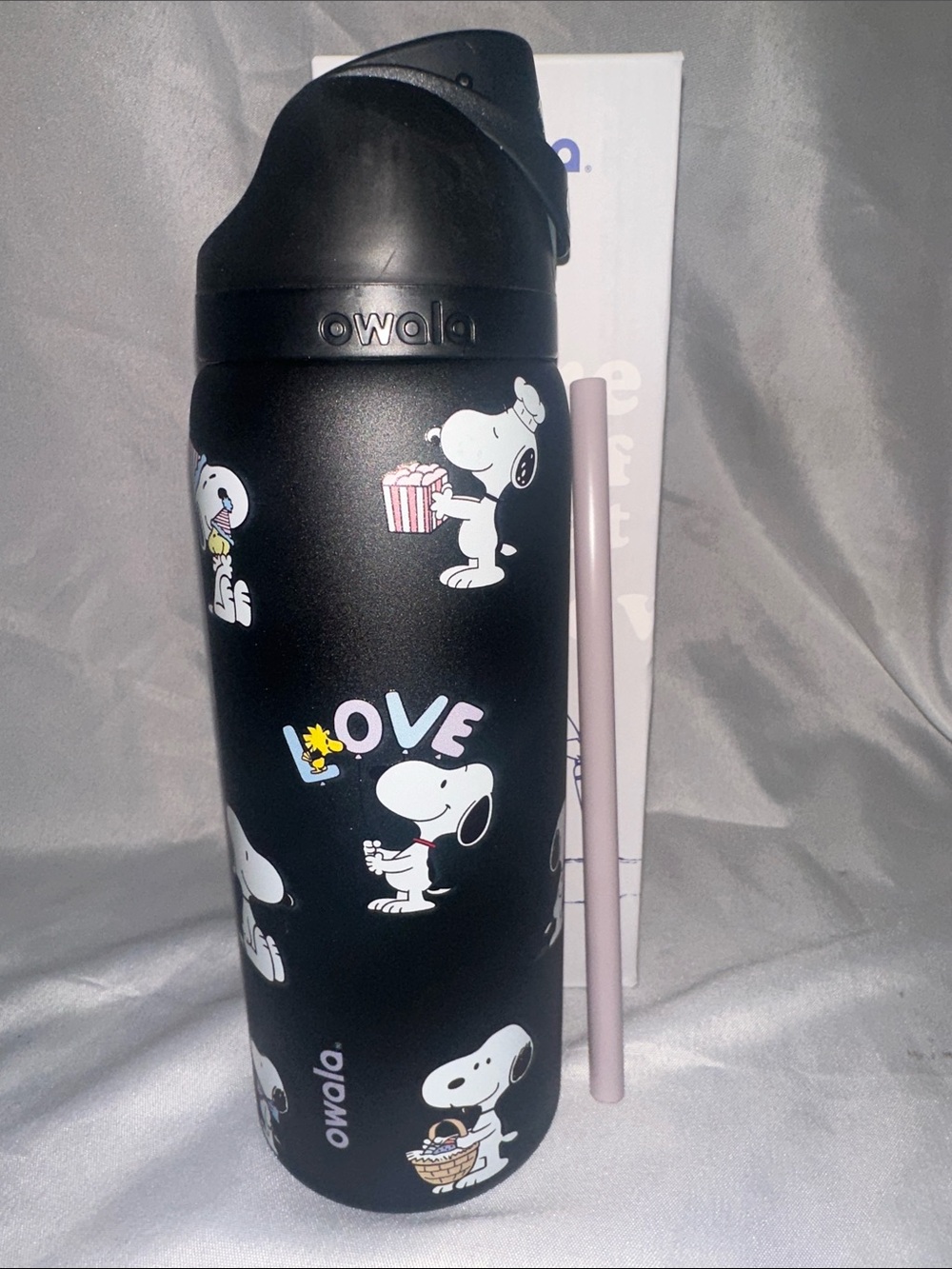 Custom Engraved Owala FreeSip Snoopy Black 32 oz